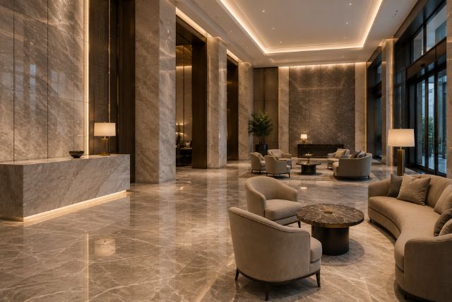 luxurious modern hotel lobby interior