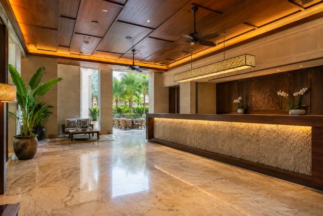 tropical luxury resort lobby interior